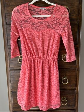 Charlotte Russe Coral Lace Overlay Dress